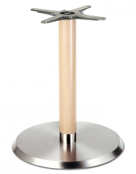 Pied de table colonne Linea Pedrali ronde chromée inox bois 