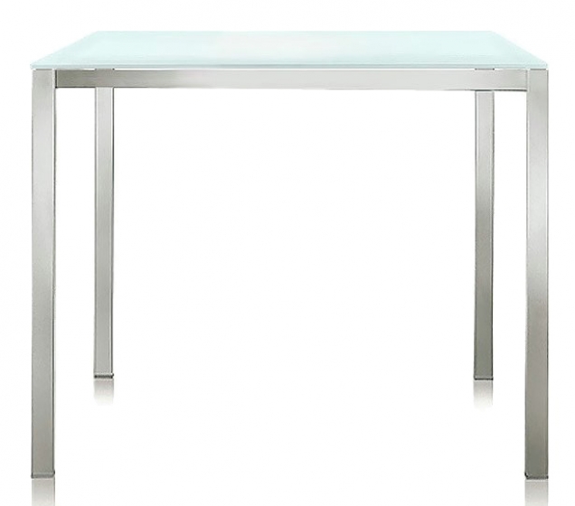 Table 4 pieds Kuadro verre pedrali acier satiné acier
