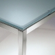 Table 4 pieds Kuadro verre pedrali acier satiné acier