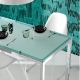 Table 4 pieds Kuadro verre pedrali acier satiné acier