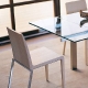 Table 4 pieds Magic Pedrali acier satiné inox verre rectangulaire 
