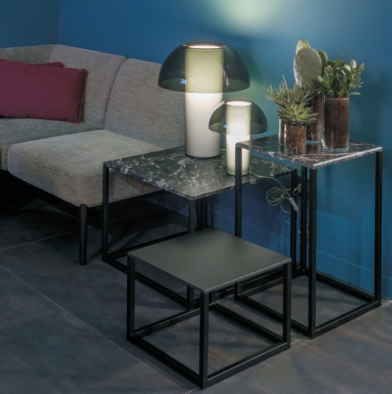 Table lounge bout de canapé Code Gigogne Pedrali acier marbre