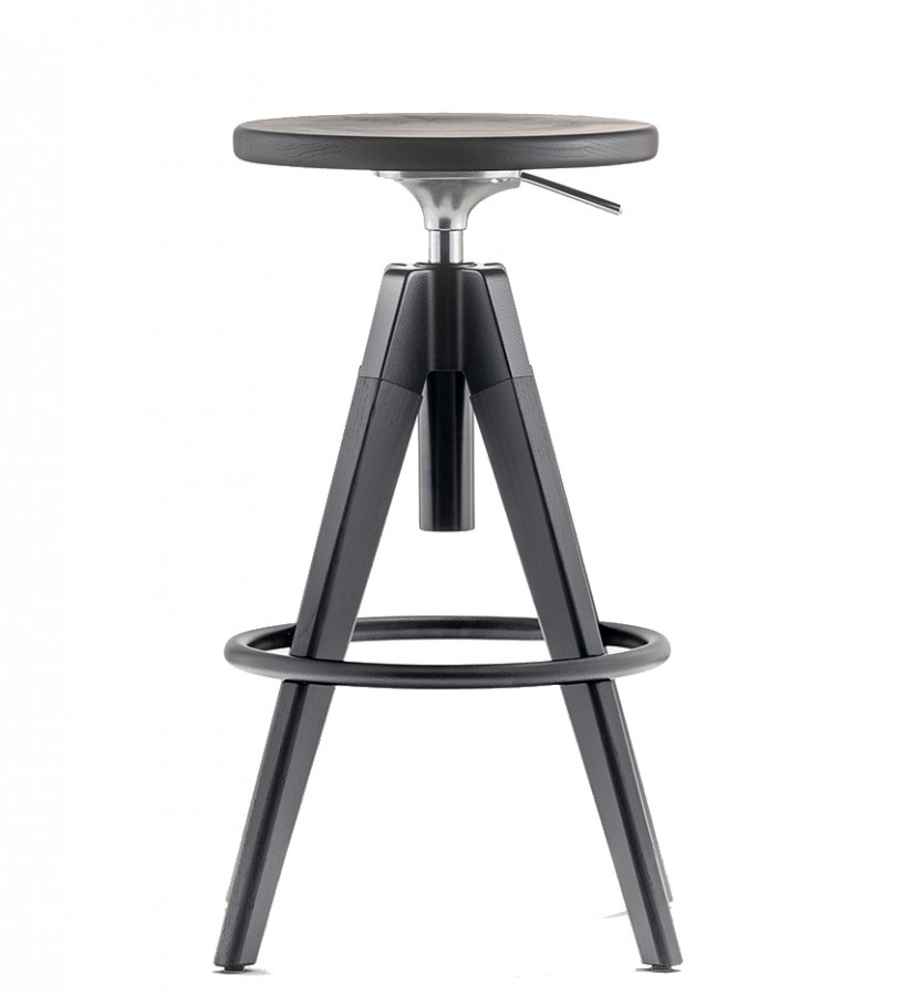 Tabouret de bar Arki stool ARKW6 , Pedrali, hauteur réglable 65 à 75 cm,  anthracite et noir