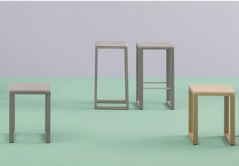 Tabouret bas Brera Pedrali bois chenê acier inoxydable mobilier promo