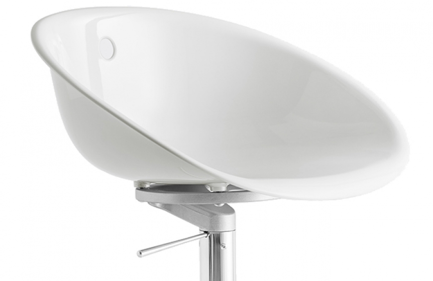 Tabouret Gliss Pedrali assise garnie pivotant cuir naturel Plaza mobilier