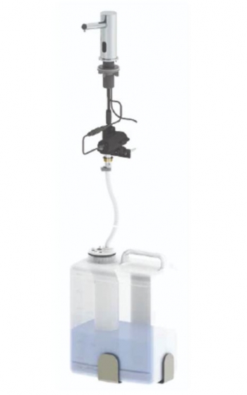 distributeur automatique de savon hydro-alcoolique desinfectant sans contacts V-korr Gel express totem