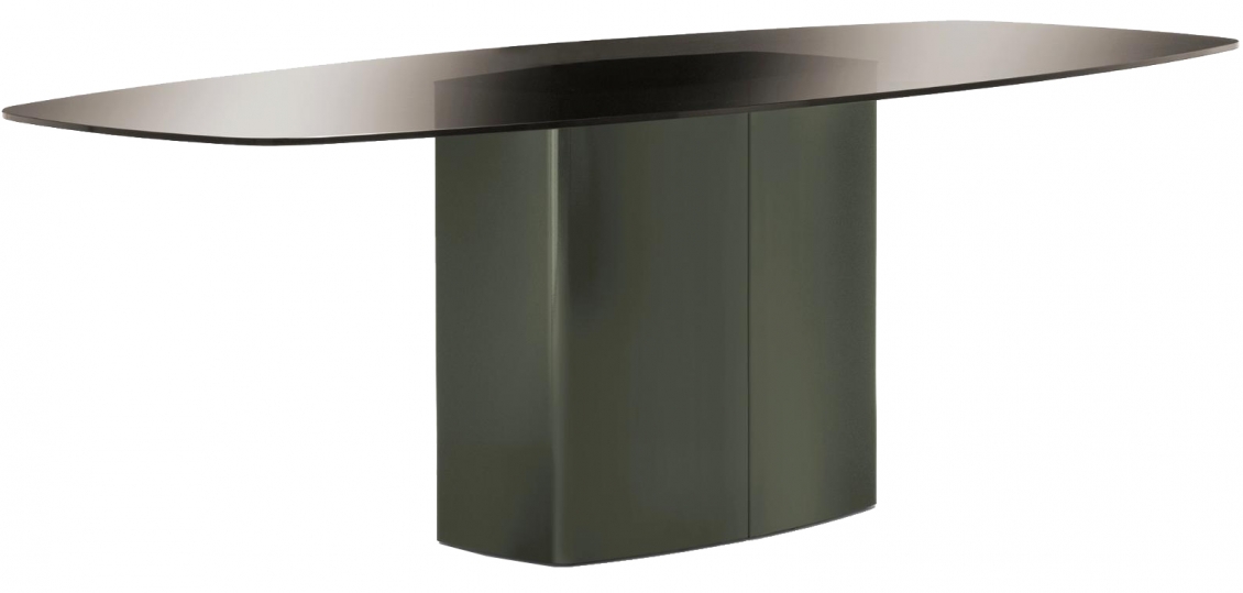 Tables Pied Central Aero Pedrali Table de Massage au Design Simple et Moderne noir ou blanc plateau verre rectangulaire ovale 