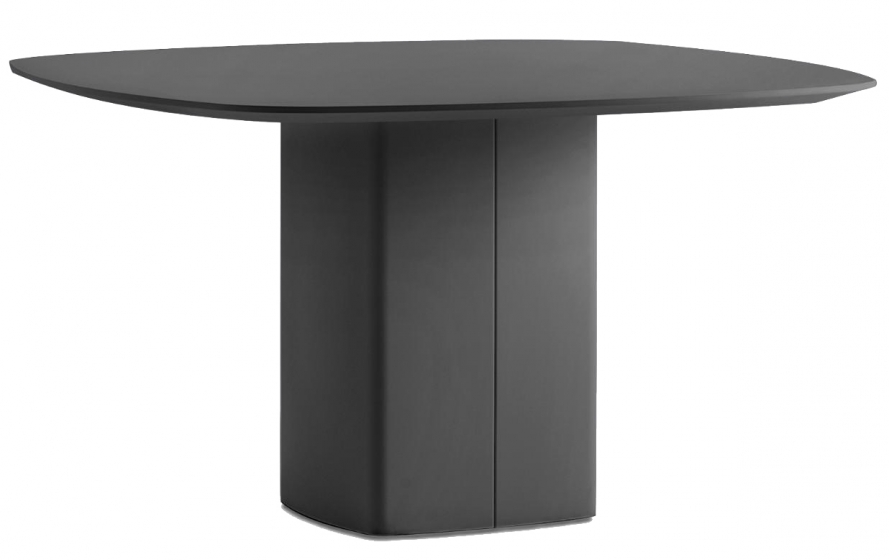 Table design pied central Aero pedrali en acier plateau verre ou startifié carré 