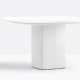 Table design pied central Aero pedrali en acier plateau verre ou startifié carré 