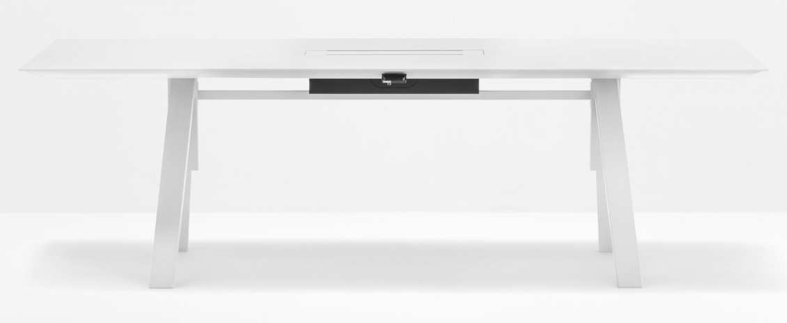 Bureaux réglable Pedrali Arki plateau réglable en hauteur pied acier chevalet design blanc noir ou marbre 