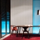Table design bois 4 pieds Babila Pedrali frene Plateau Fenix bois multiplis plateau design marbre 
