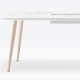 Table design bois 4 pieds Babila Pedrali frene Plateau Fenix bois multiplis plateau design marbre 