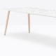 Table design bois 4 pieds Babila Pedrali frene Plateau Fenix bois multiplis plateau design marbre 