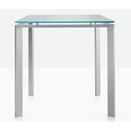 Table 4 pieds Logico Pedrali inox verre 