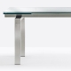 Table 4 pieds Magic Pedrali acier satiné inox verre rectangulaire 