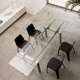 Table 4 pieds Magic Pedrali acier satiné inox verre rectangulaire 