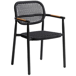 Fauteuil Bridge Cloe legere et empilable pour hotel et terrasse de luxe comme le plaza beige noir ou vert kaki