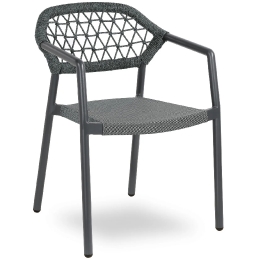 Fauteuil Bridge Gaudi legere et empilable pour restaurant et terrasse de luxe comme le plaza taupe anthracite 