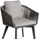 Fauteuil lady léger pour restaurant et terrasse de luxe design et élégant avec coussin beige gris Dossier recouvert de corde