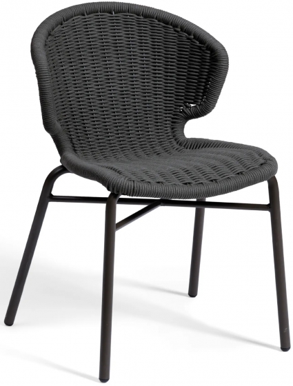 Chaise Orly légere et empilable pour restaurant et terrasse design et élégant en corde tressé a la main vert blanc noir 