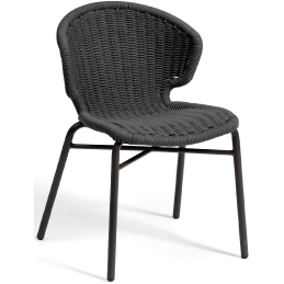 Chaise Orly légere et empilable pour restaurant et terrasse design et élégant en corde tressé a la main vert blanc noir 