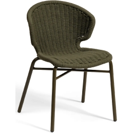 Chaise Orly légere et empilable pour restaurant et terrasse design et élégant en corde tressé a la main vert blanc noir 