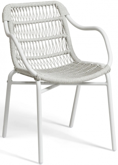 Fauteuil Bridge Leaf léger empilable pour restaurant et terrasse design et élégant en corde tressé a la main orange blanc noir 