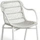 Fauteuil Bridge Leaf léger empilable pour restaurant et terrasse design et élégant en corde tressé a la main orange blanc noir 