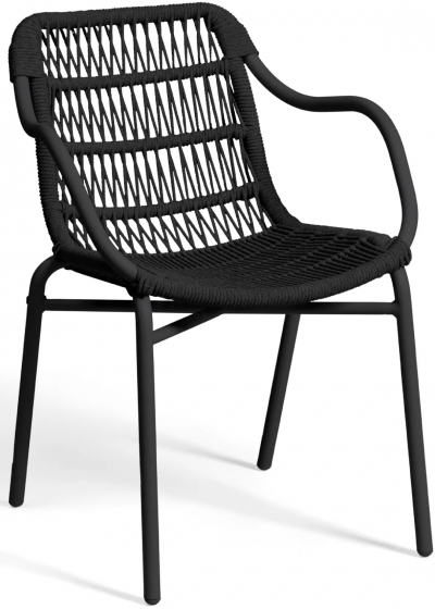 Fauteuil Bridge Leaf léger empilable pour restaurant et terrasse design et élégant en corde tressé a la main orange blanc noir 