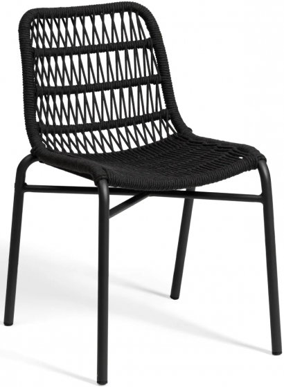 Chaise Leaf léger empilable pour restaurant et terrasse design et élégant en corde tressé a la main orange blanc noir terracot