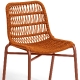 Chaise Leaf léger empilable pour restaurant et terrasse design et élégant en corde tressé a la main orange blanc noir terracot