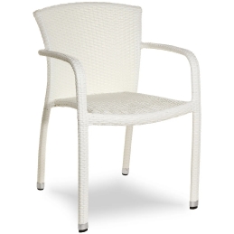 Fauteuil Bridge Monaco léger et empilable pour restaurant et terrasse tressage pratique blanc ou café pour chr horeca