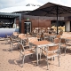 Fauteuil Bavaria aluminium brossé et anodisé, satiné. Les assises et les dossiers Tech-no wood teck contral vieilli ou huilé em