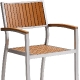 Fauteuil Bavaria aluminium brossé et anodisé, satiné. Les assises et les dossiers Tech-no wood teck contral vieilli ou huilé em