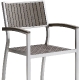 Fauteuil Bavaria aluminium brossé et anodisé, satiné. Les assises et les dossiers Tech-no wood teck contral vieilli ou huilé em