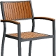 Fauteuil Bavaria aluminium brossé et anodisé, satiné. Les assises et les dossiers Tech-no wood teck contral vieilli ou huilé em