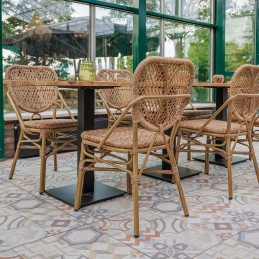 Chaise Gabryel terrasse restaurant jardin marron 