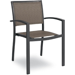  Fauteuil Bridge Méditerranée alu et en toile pour terrasse de restaurant ou buvette empilable noir taupe ou blanc 