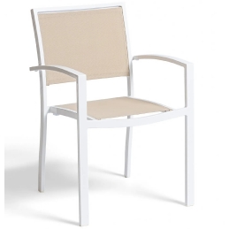  Fauteuil Bridge Méditerranée alu et en toile pour terrasse de restaurant ou buvette empilable noir taupe ou blanc 