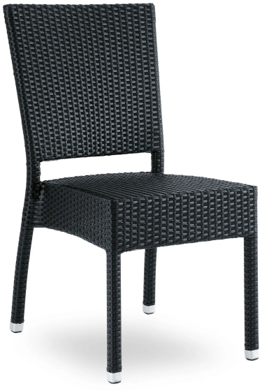 Chaise Music tressé wicker en fibre plat . Empilable blanc ou noir . idéal pour terrasse 