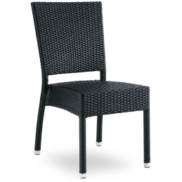 Chaise Music tressé wicker en fibre plat . Empilable blanc ou noir . idéal pour terrasse 