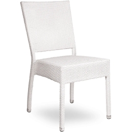 Chaise Music tressé wicker en fibre plat . Empilable blanc ou noir . idéal pour terrasse 