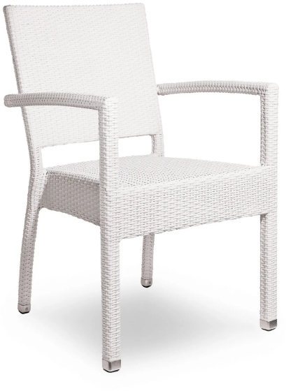 Fauteuil Music tressage wicker en fibre plat . Empilable blanc ou noir . idéal pour terrasse 
