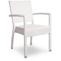 Fauteuil Music tressage wicker en fibre plat . Empilable blanc ou noir . idéal pour terrasse 