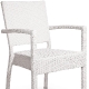 Fauteuil Music tressage wicker en fibre plat . Empilable blanc ou noir . idéal pour terrasse 