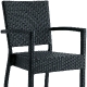 Fauteuil Music tressage wicker en fibre plat . Empilable blanc ou noir . idéal pour terrasse 