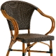 Fauteuil Bridge Sienna bistro Finition laqué bambou look décor peint imitation bambou rotin empilable café chocolat miel 