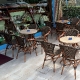Fauteuil Bridge Sienna bistro Finition laqué bambou look décor peint imitation bambou rotin empilable café chocolat miel 