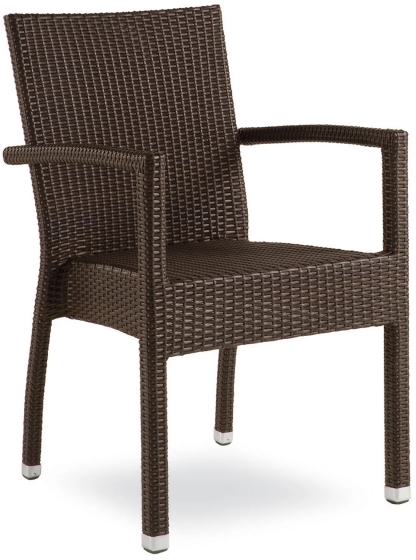 Fauteuil Merona java tressage wicker empilable pour terrasse plage et montagne chocolat 