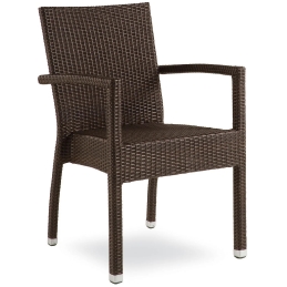 Fauteuil Merona java tressage wicker empilable pour terrasse plage et montagne chocolat 